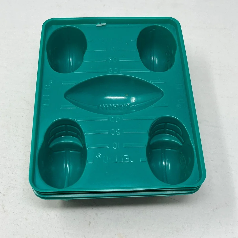 Jell-O Jigglers Football Helmet Gelatin Molds Teal Green Plastic Set Shot
